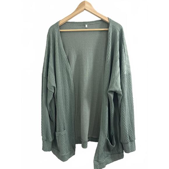 Sweaters - Sage Green 3X Pocket-front Cardigan